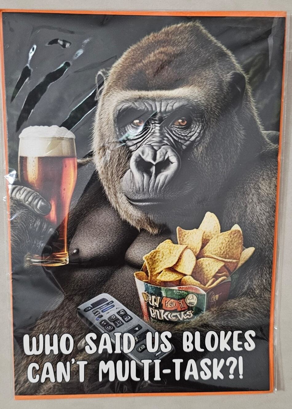 LimaLima Funny Gorilla Beer Chips Metal Tin Sign Wall Decor Bar Man Cave 8x12